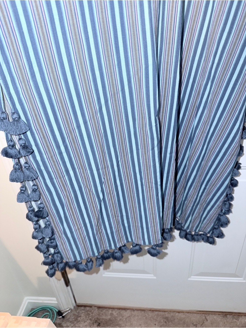 Figue Striped Tassel Trim Long Caftan Dress. Sz L - Picture 2 of 9